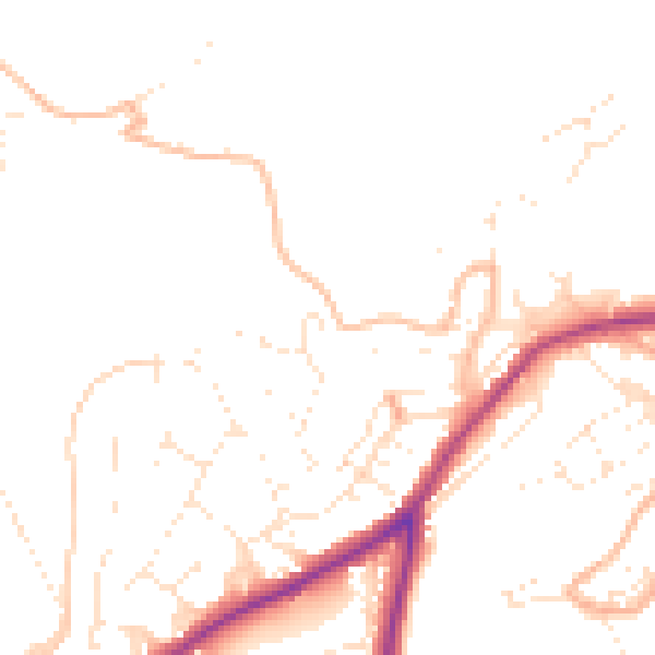 Daytime road noise heatmap for TQ6 9GZ