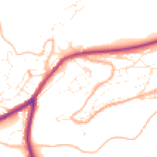Daytime road noise heatmap for TQ6 9HH
