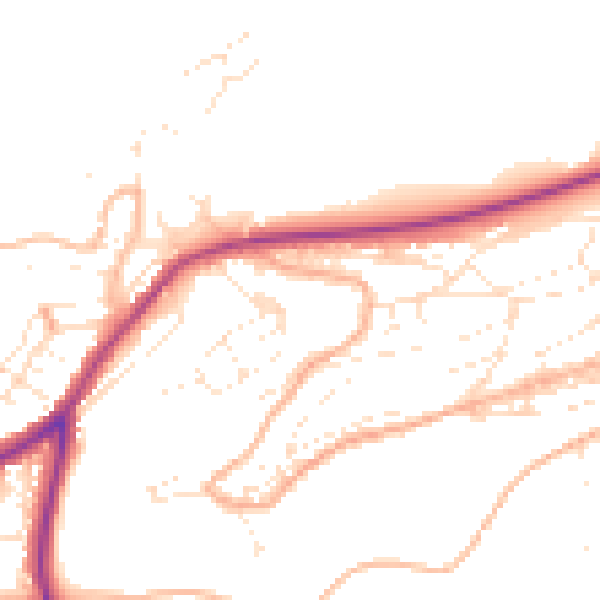 Daytime road noise heatmap for TQ6 9HQ