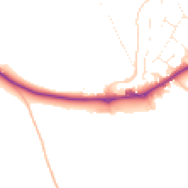 Daytime road noise heatmap for TQ6 9HU