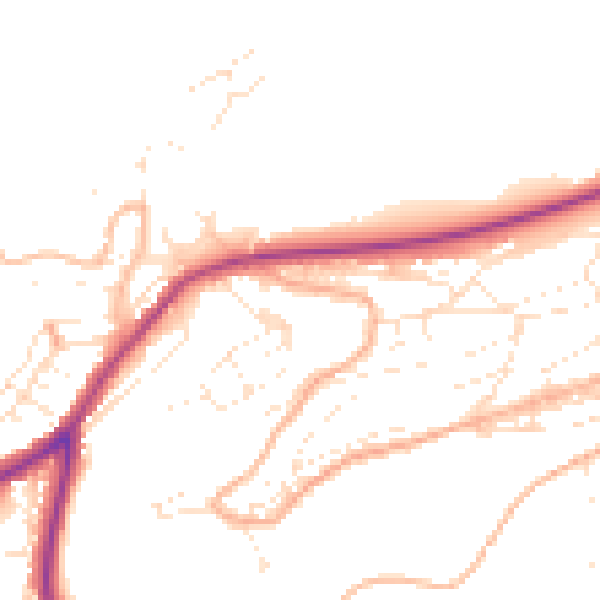 Daytime road noise heatmap for TQ6 9HY