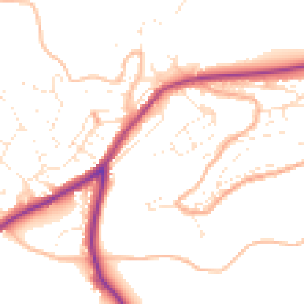 Daytime road noise heatmap for TQ6 9JD