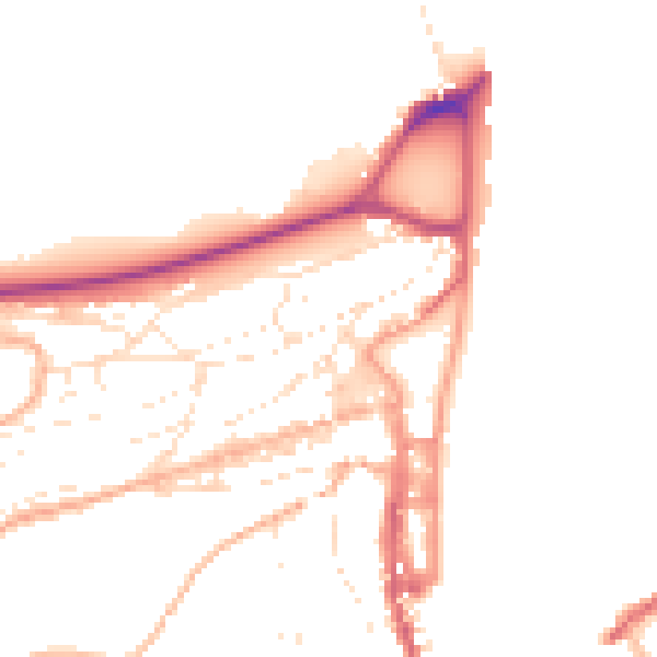 Daytime road noise heatmap for TQ6 9JF