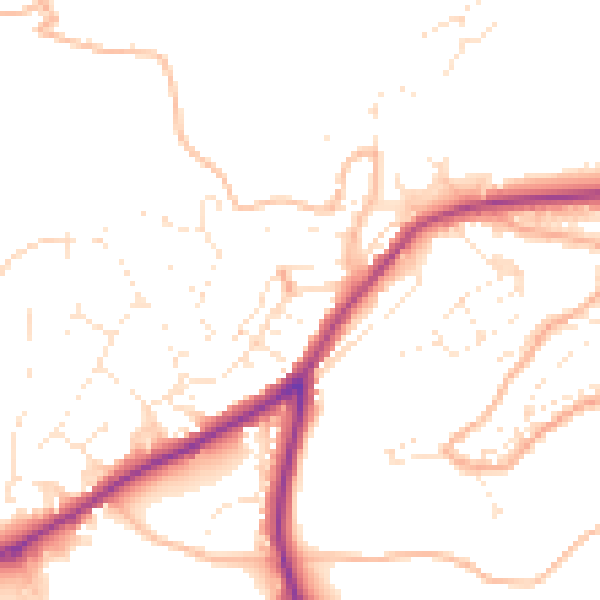Daytime road noise heatmap for TQ6 9JS