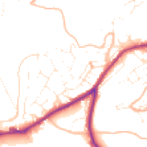Daytime road noise heatmap for TQ6 9JY