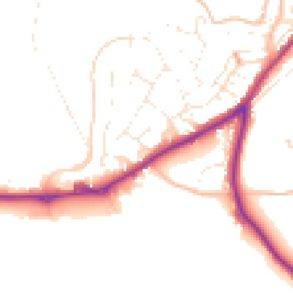 Daytime road noise heatmap for TQ6 9LJ