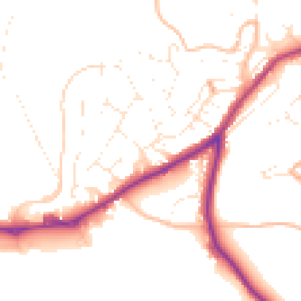 Daytime road noise heatmap for TQ6 9LT