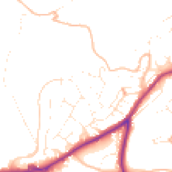 Daytime road noise heatmap for TQ6 9LX