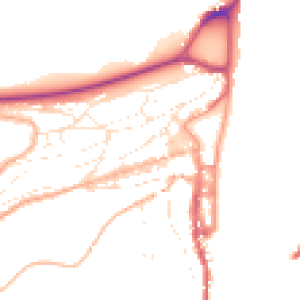 Daytime road noise heatmap for TQ6 9QG