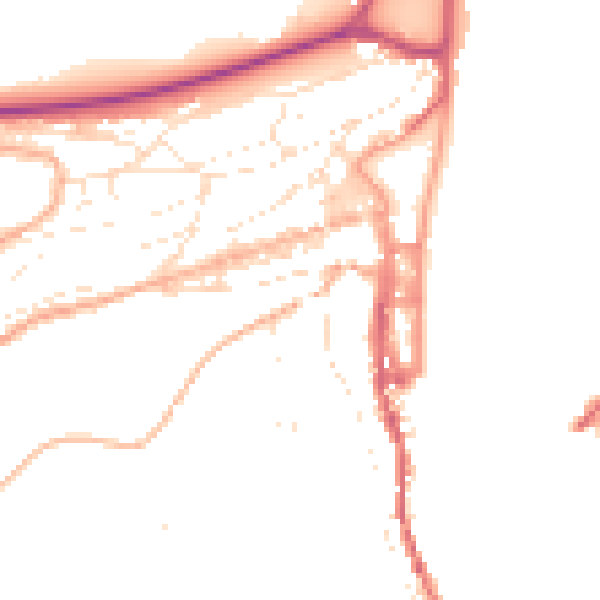 Daytime road noise heatmap for TQ6 9QX