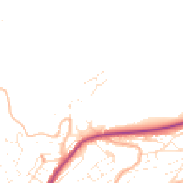Daytime road noise heatmap for TQ6 9TE