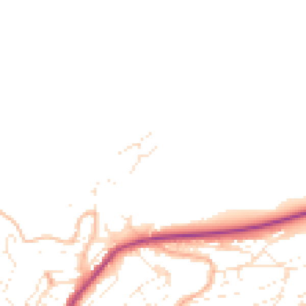Daytime road noise heatmap for TQ6 9TF