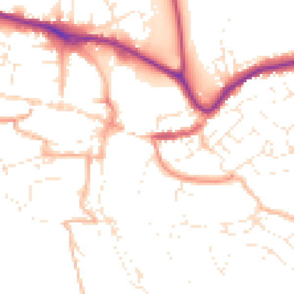 Daytime road noise heatmap for TQ9 5AA