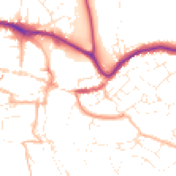 Daytime road noise heatmap for TQ9 5AD