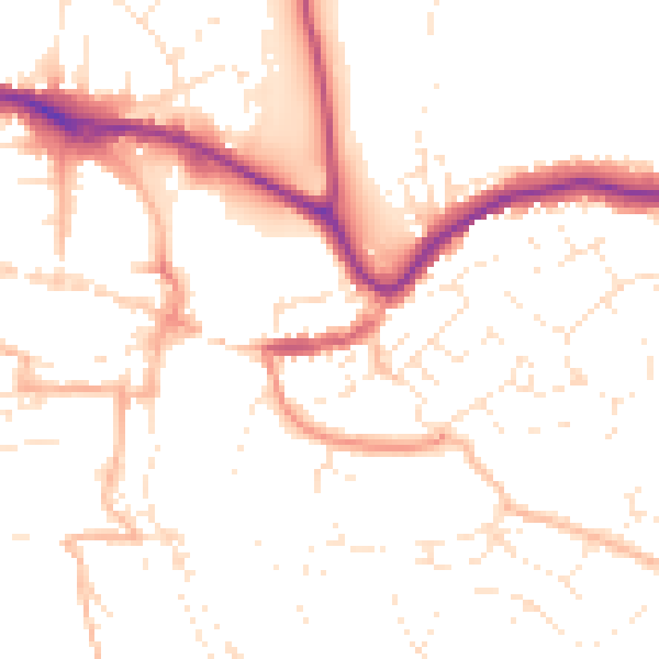 Daytime road noise heatmap for TQ9 5AE