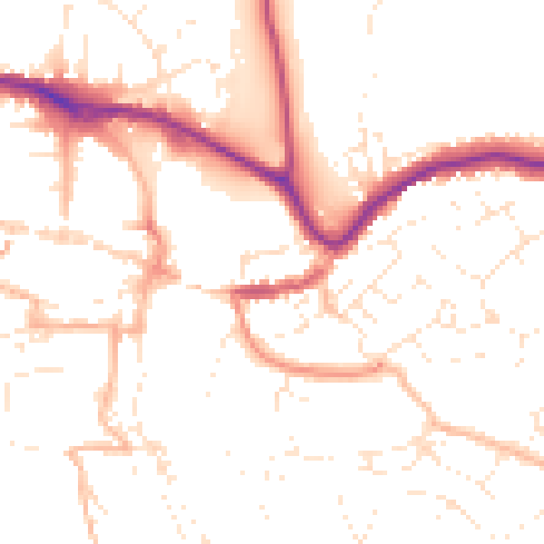 Daytime road noise heatmap for TQ9 5AF