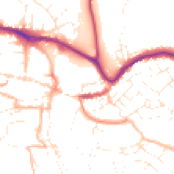 Daytime road noise heatmap for TQ9 5AG