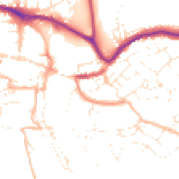 Daytime road noise heatmap for TQ9 5AH