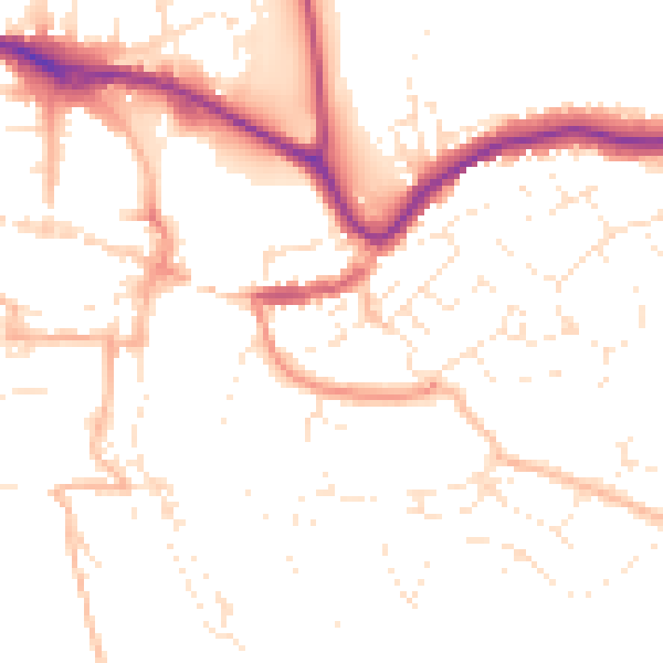 Daytime road noise heatmap for TQ9 5AJ