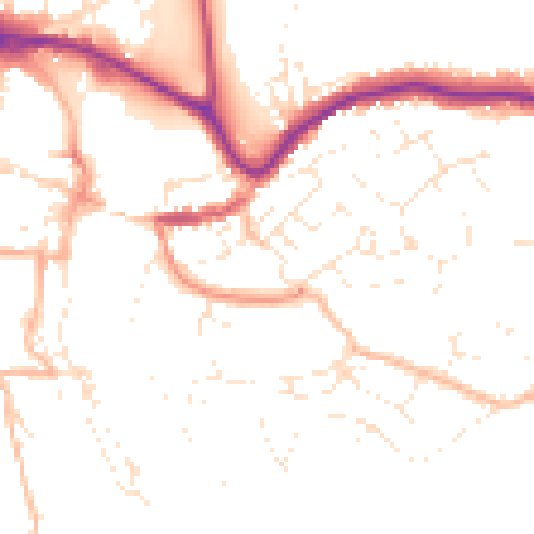 Daytime road noise heatmap for TQ9 5AP