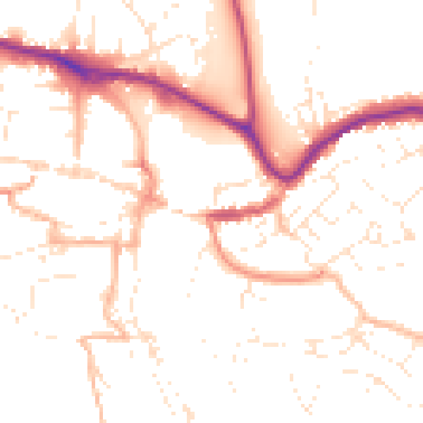 Daytime road noise heatmap for TQ9 5AQ