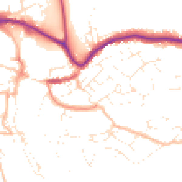 Daytime road noise heatmap for TQ9 5AR