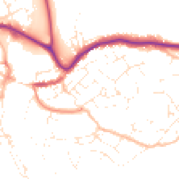 Daytime road noise heatmap for TQ9 5AT