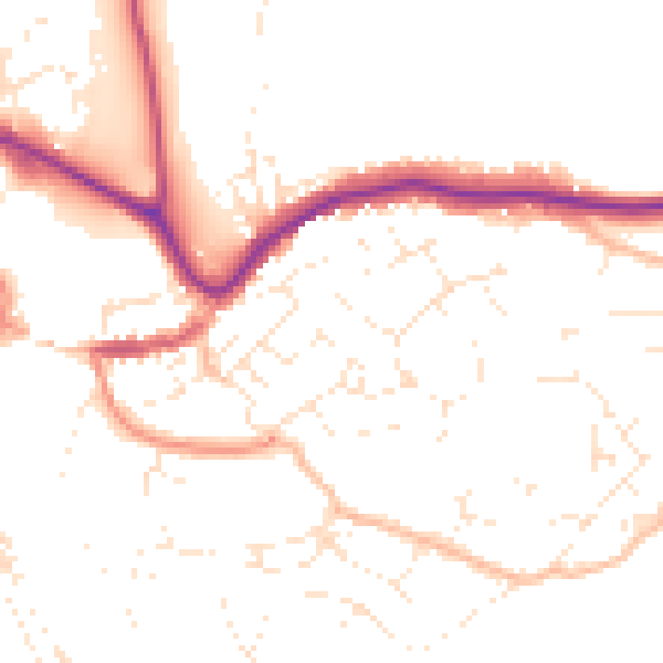 Daytime road noise heatmap for TQ9 5AU