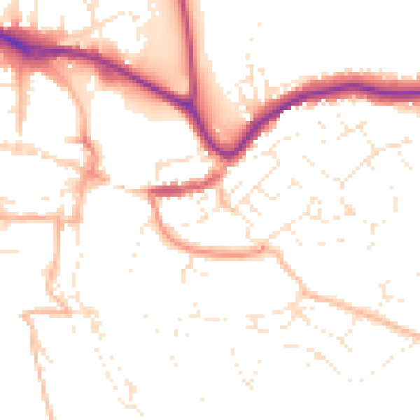 Daytime road noise heatmap for TQ9 5AW