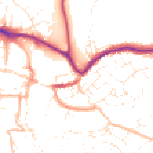 Daytime road noise heatmap for TQ9 5AZ