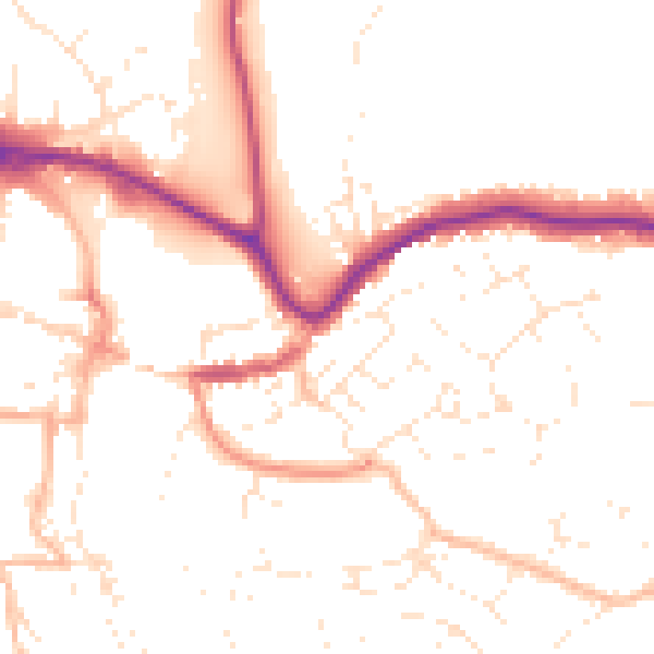 Daytime road noise heatmap for TQ9 5BA