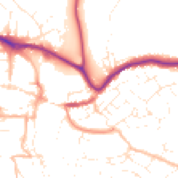 Daytime road noise heatmap for TQ9 5BB