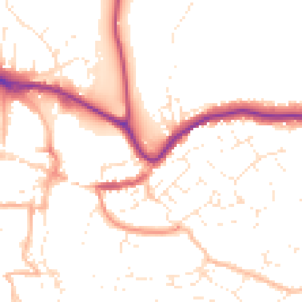 Daytime road noise heatmap for TQ9 5BD