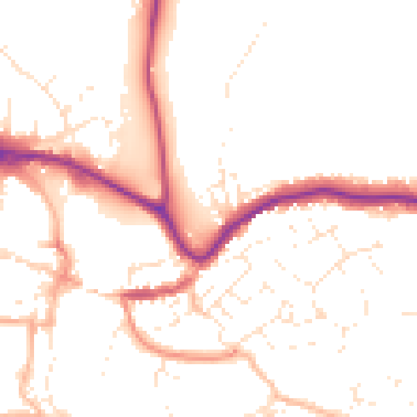 Daytime road noise heatmap for TQ9 5BE
