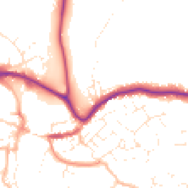 Daytime road noise heatmap for TQ9 5BG