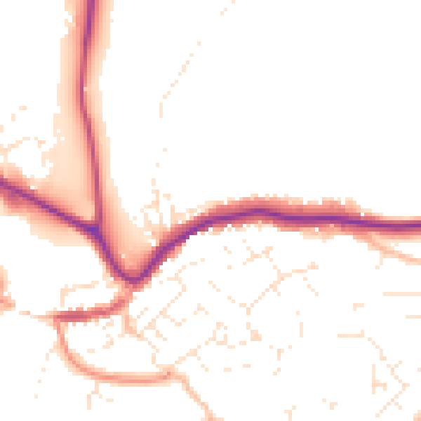 Daytime road noise heatmap for TQ9 5BH