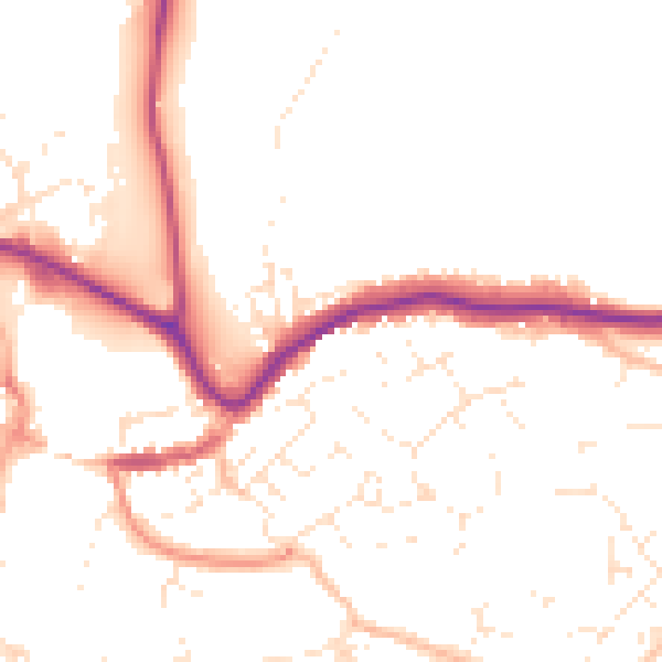 Daytime road noise heatmap for TQ9 5BJ