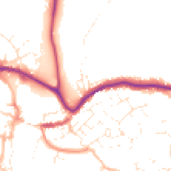 Daytime road noise heatmap for TQ9 5BQ