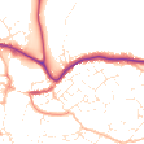 Daytime road noise heatmap for TQ9 5BS