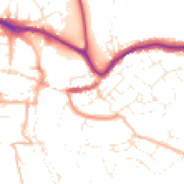 Daytime road noise heatmap for TQ9 5BU