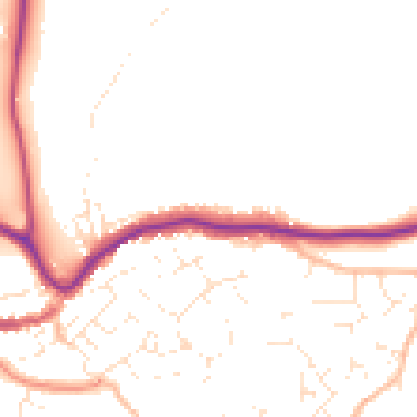 Daytime road noise heatmap for TQ9 5BW