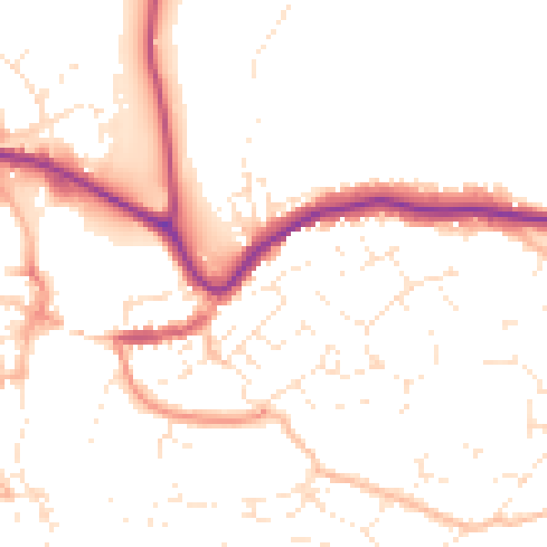 Daytime road noise heatmap for TQ9 5BX