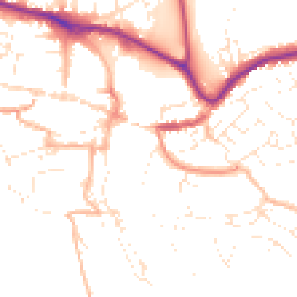 Daytime road noise heatmap for TQ9 5BY