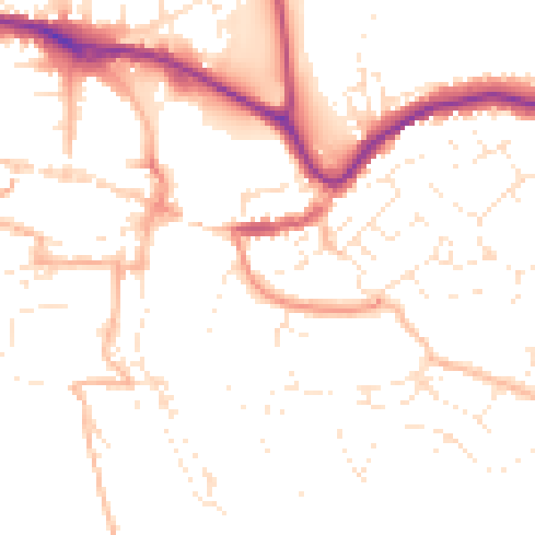 Daytime road noise heatmap for TQ9 5BZ