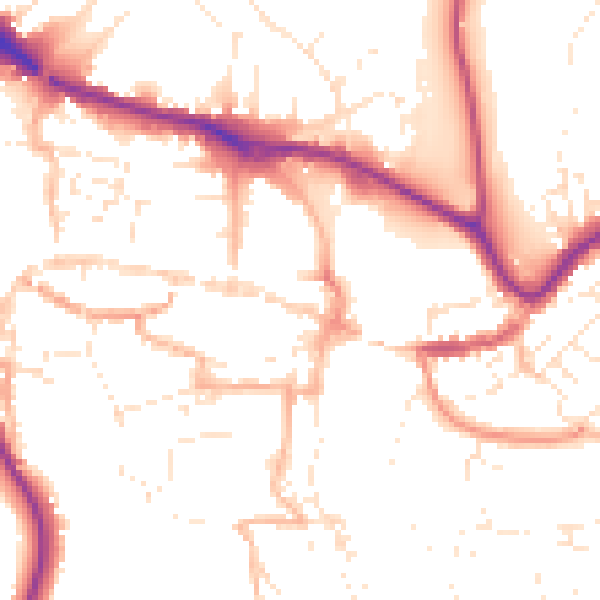 Daytime road noise heatmap for TQ9 5DA