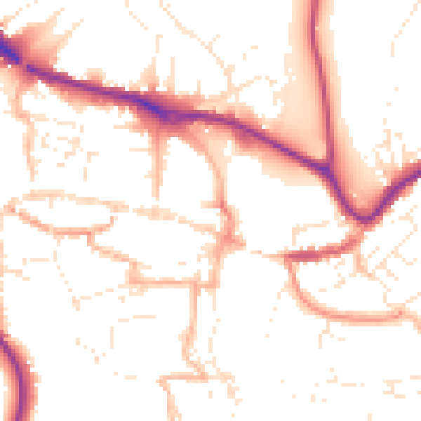 Daytime road noise heatmap for TQ9 5DE