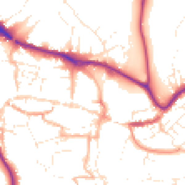 Daytime road noise heatmap for TQ9 5DF