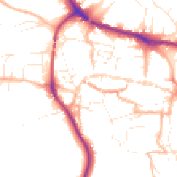 Daytime road noise heatmap for TQ9 5DG
