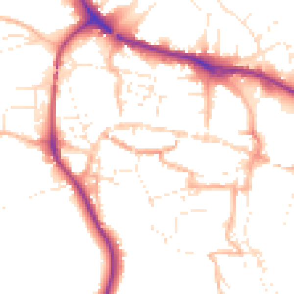 Daytime road noise heatmap for TQ9 5DZ