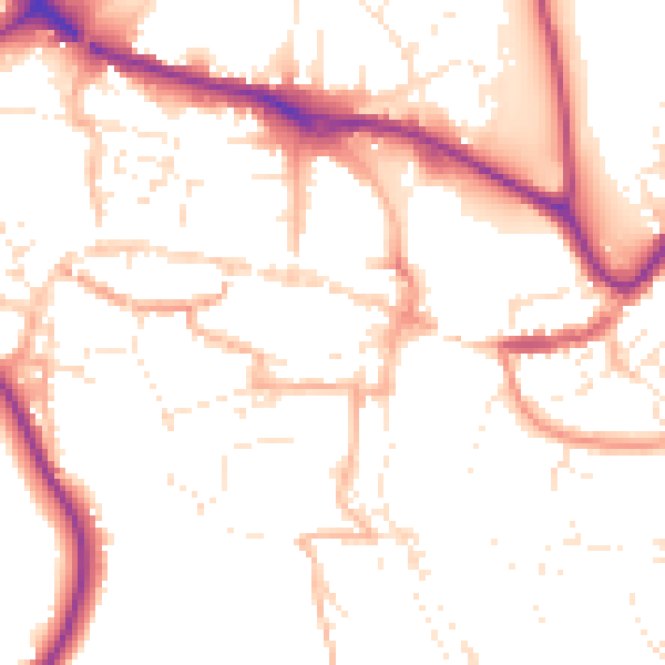 Daytime road noise heatmap for TQ9 5EH